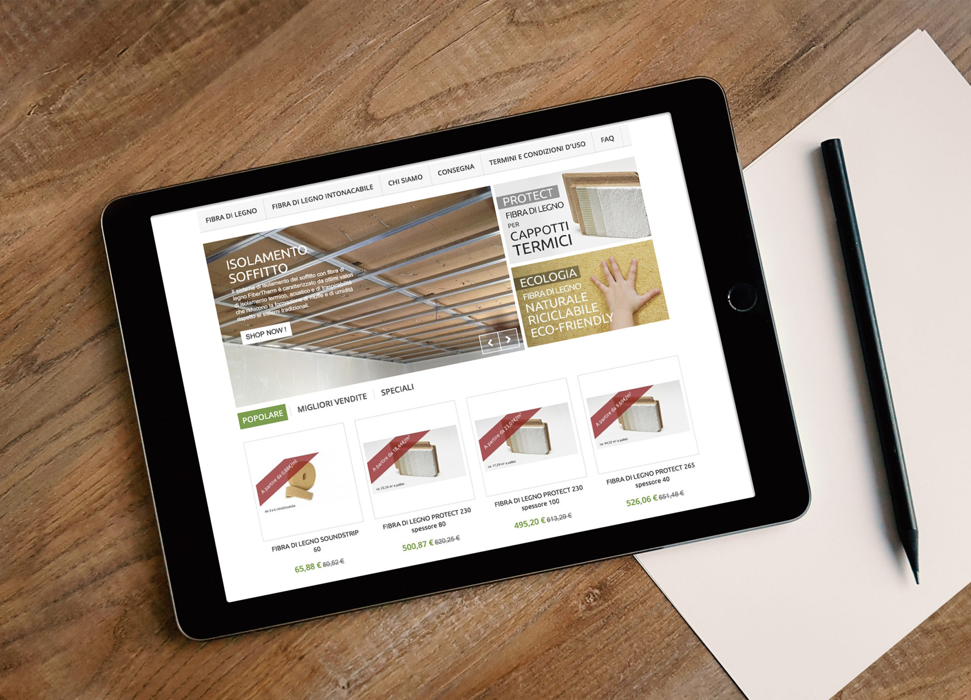 Web design e web develop e-commerce Fibra di legno shop - progettazione e sviluppo di un sito web ecommerce a layout responsive